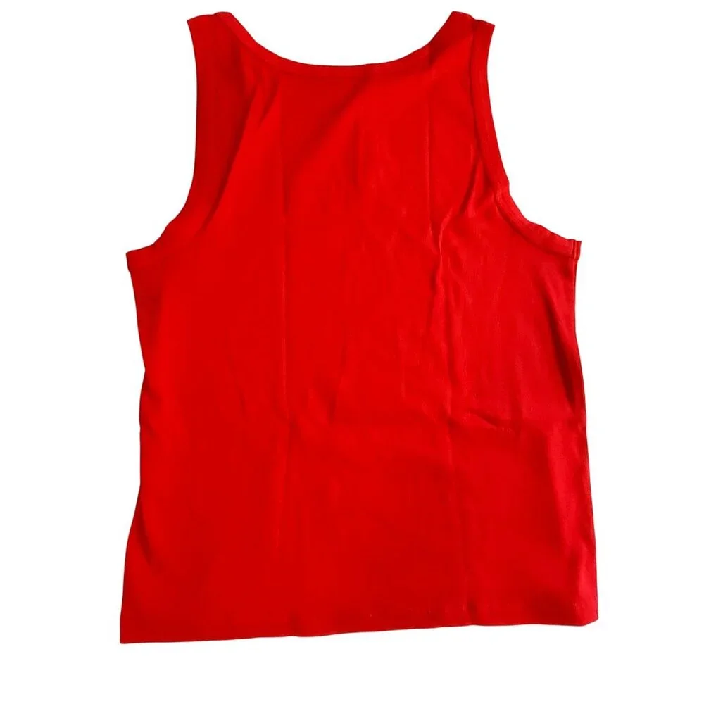 Madewell Womens Red Ribbed Tank Top Size XL Sleeveless Casual Lightweight - Picture 2 of 10